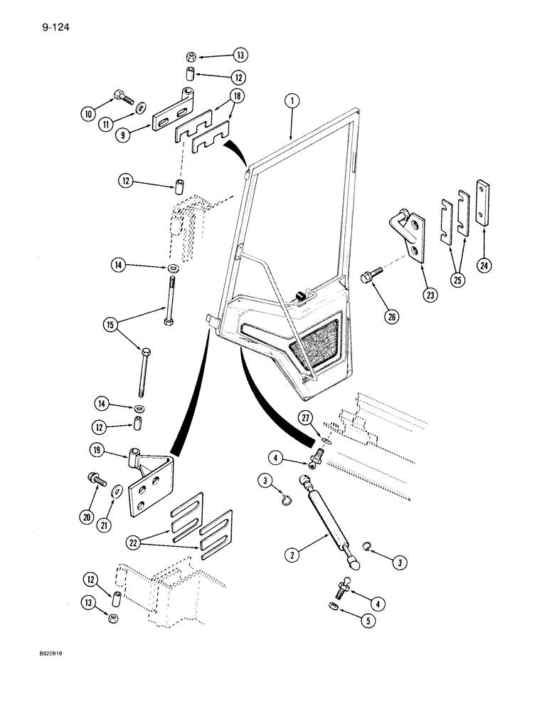 Схема запчастей Case IH 7150 - (9-124) - CAB DOOR RETAINING PARTS (09) - CHASSIS/ATTACHMENTS