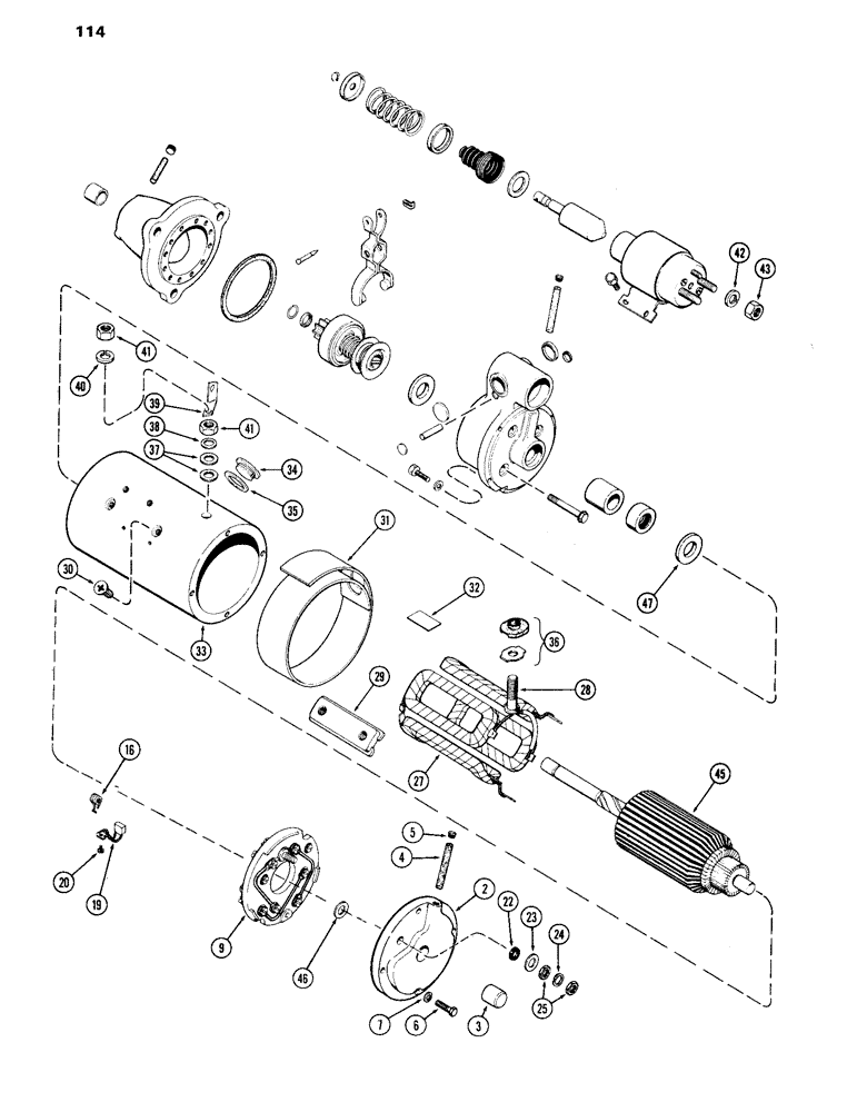 Схема запчастей Case IH 870 - (114) - A59217 STARTER, (336B) DIESEL ENGINE, USED PRIOR TO TRACTOR SERIAL NUMBER 8696753 (04) - ELECTRICAL SYSTEMS