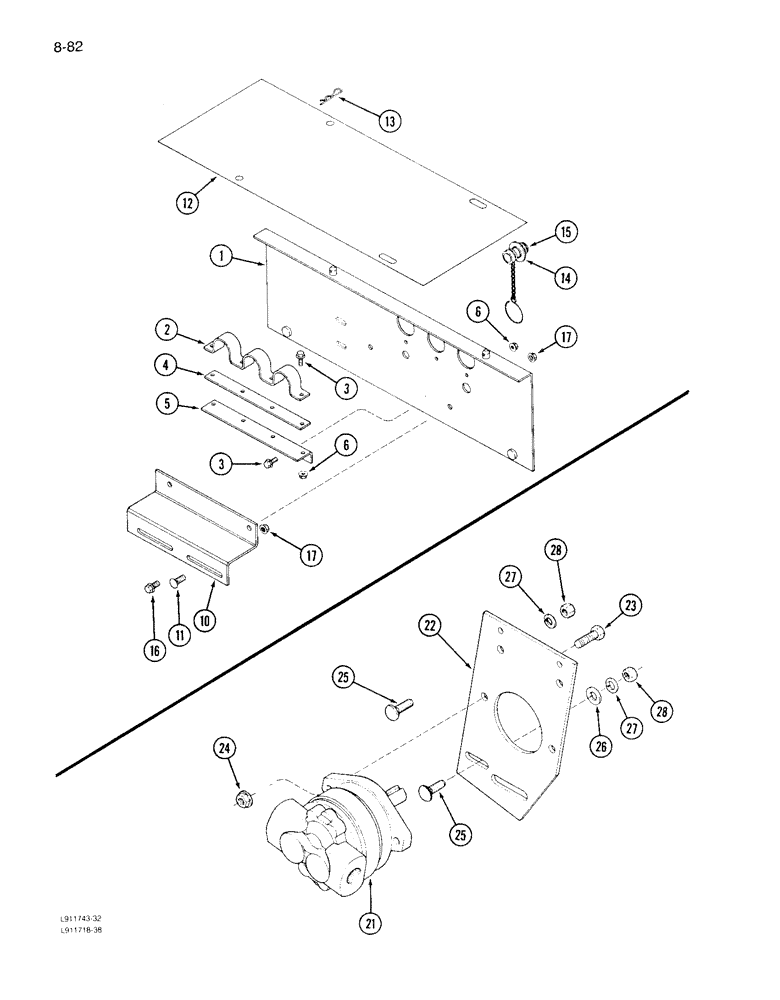 Схема запчастей Case IH 1640 - (8-082) - REEL DRIVE, PRIOR TO P.I.N. JJC0097190, COUPLING MOUNTING (07) - HYDRAULICS