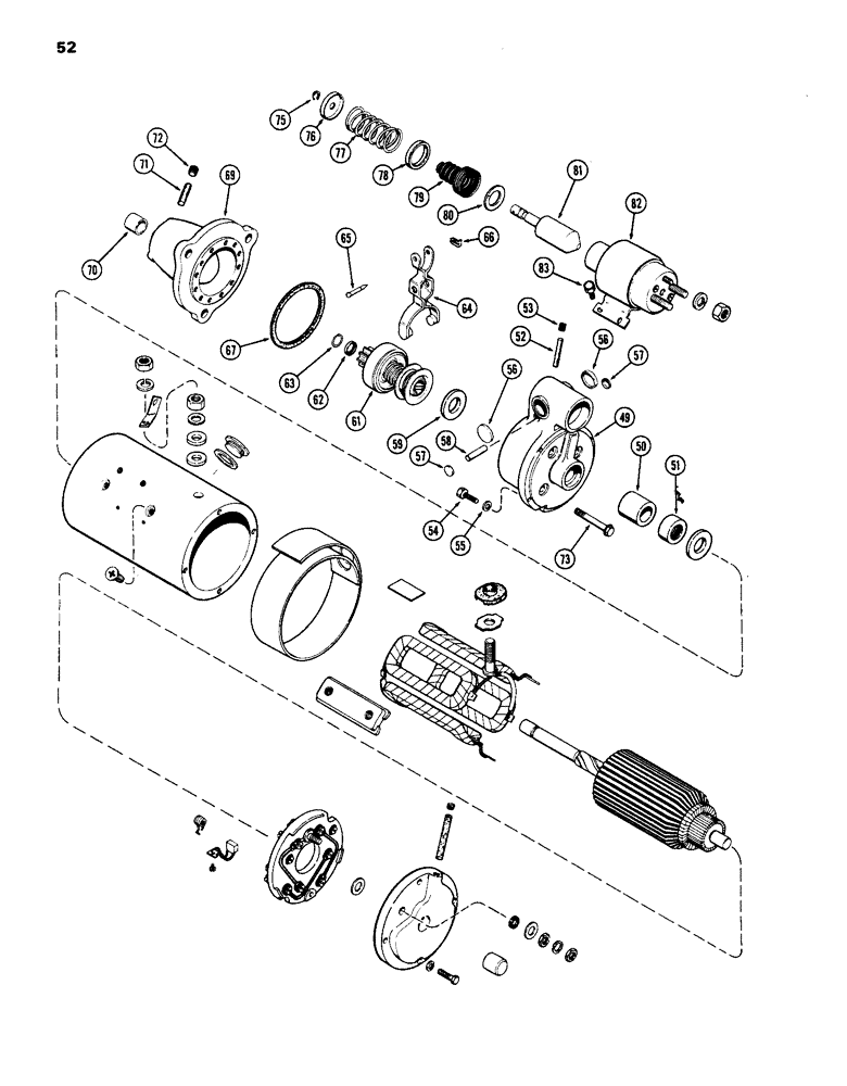 Схема запчастей Case IH 1070 - (052) - STARTING MOTOR, (451B) DIESEL ENGINE (04) - ELECTRICAL SYSTEMS