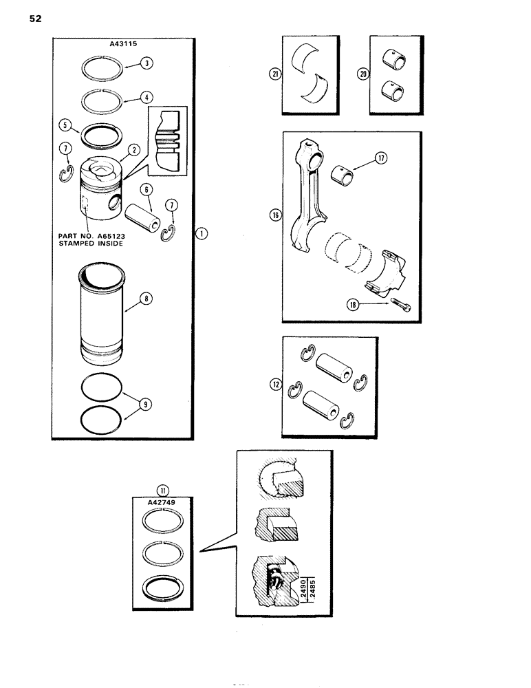 Схема запчастей Case IH 504D - (052) - ENGINE LESS FUEL DEVICE, 504D NATURALLY ASPIRATED ENGINES, B WITH WIDE MAIN BEARINGS (10) - ENGINE