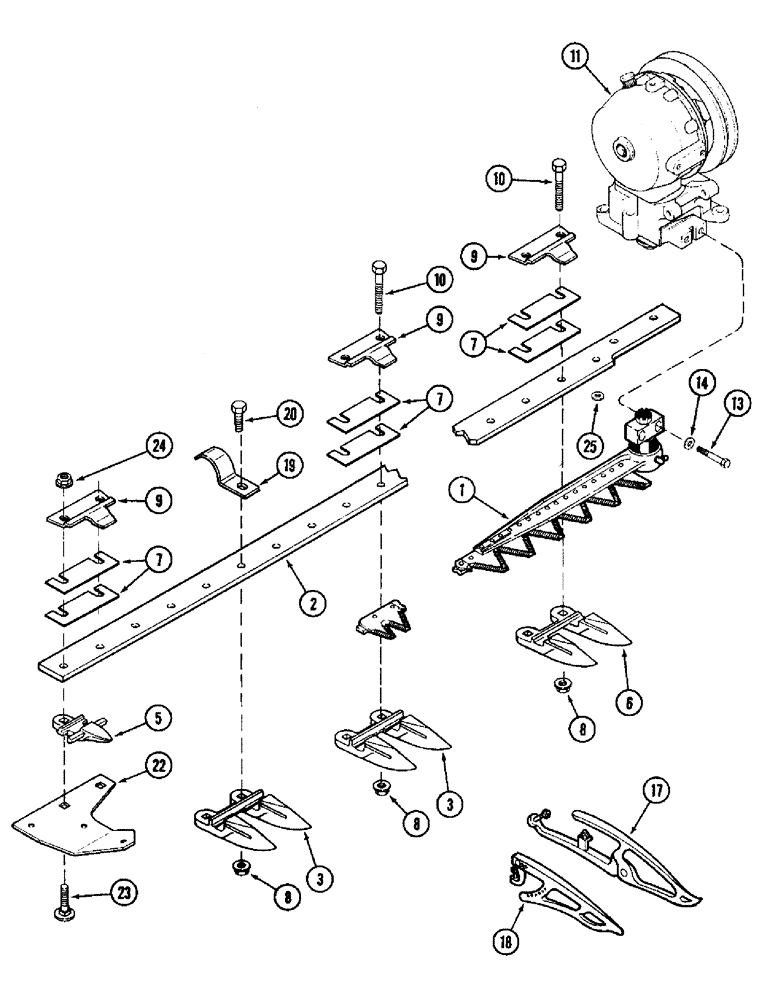 Схема запчастей Case IH 1020 - (9B-04) - KNIFE GUARDS AND CUTTER BAR, 3 INCH KNIFE (09) - CHASSIS/ATTACHMENTS