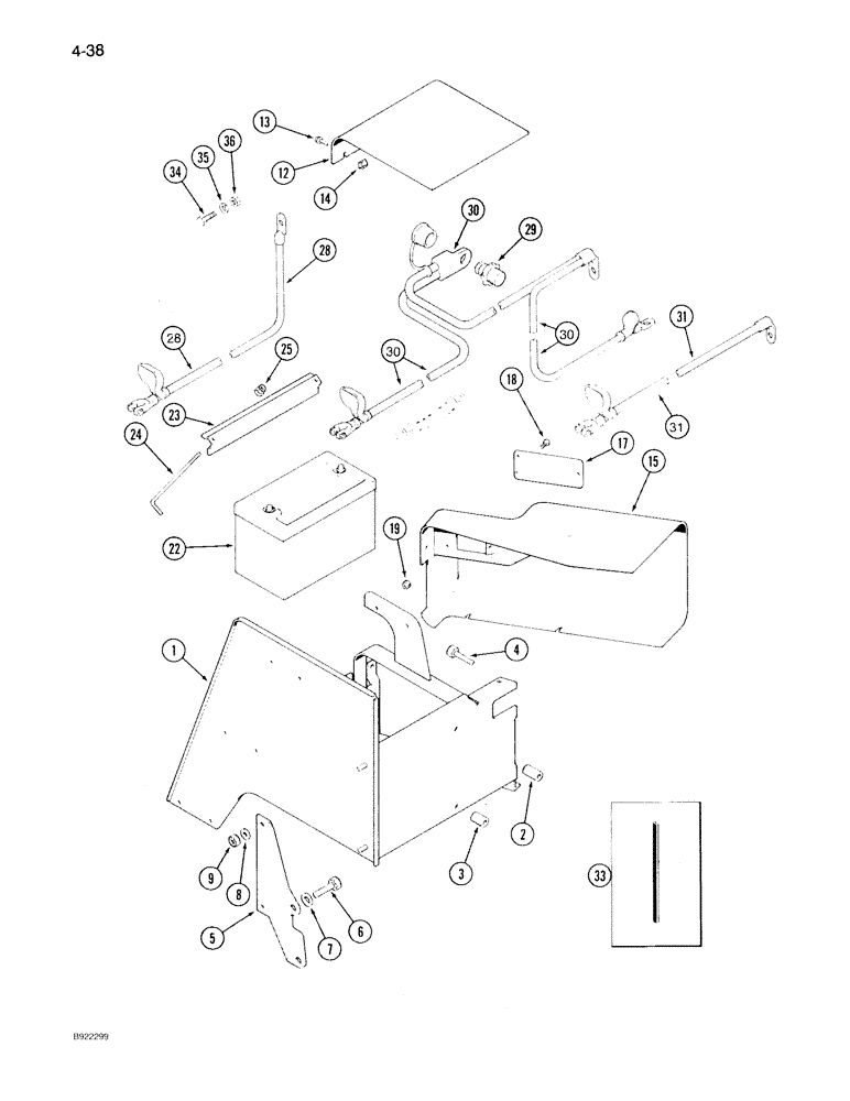 Схема запчастей Case IH 7130 - (4-038) - BATTERY, BATTERY BOX AND CABLES, POST TYPE CABLES (04) - ELECTRICAL SYSTEMS