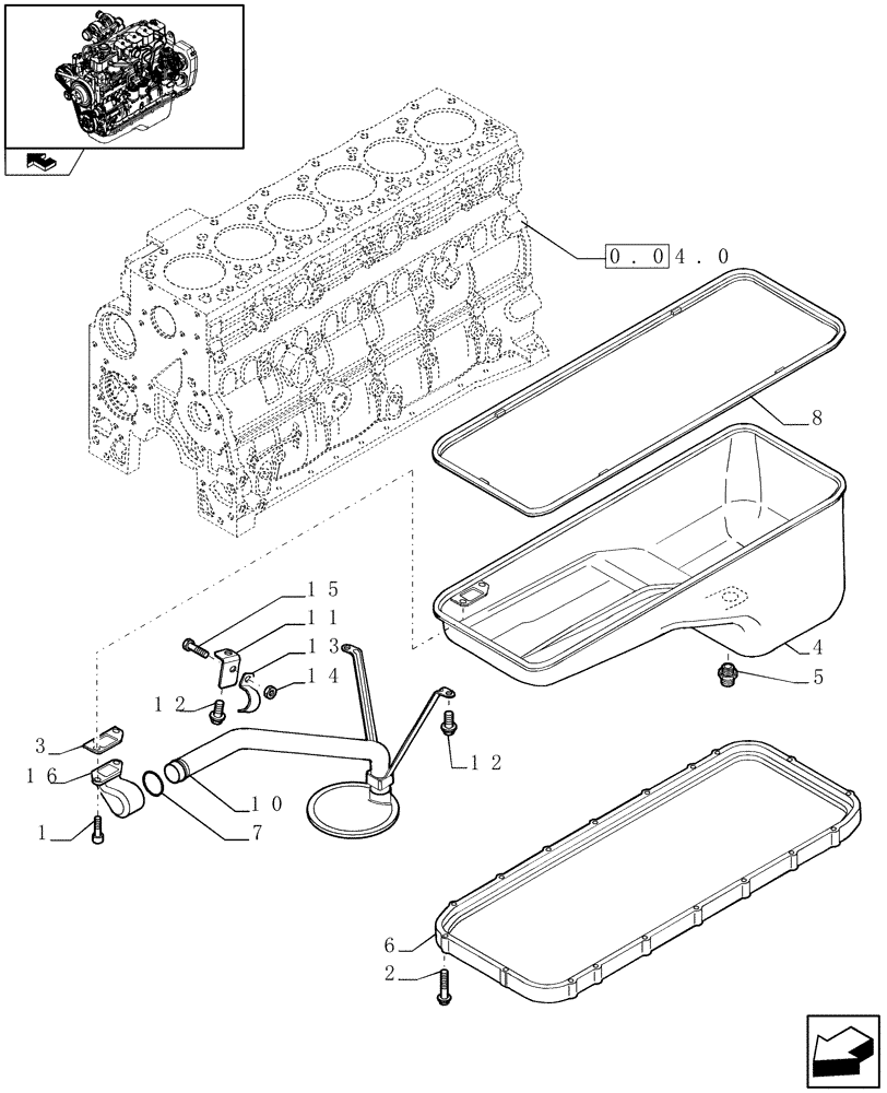 Схема запчастей Case IH F4GE9684B J600 - (0.04.2) - ENGINE OIL SUMP  (2852890) 