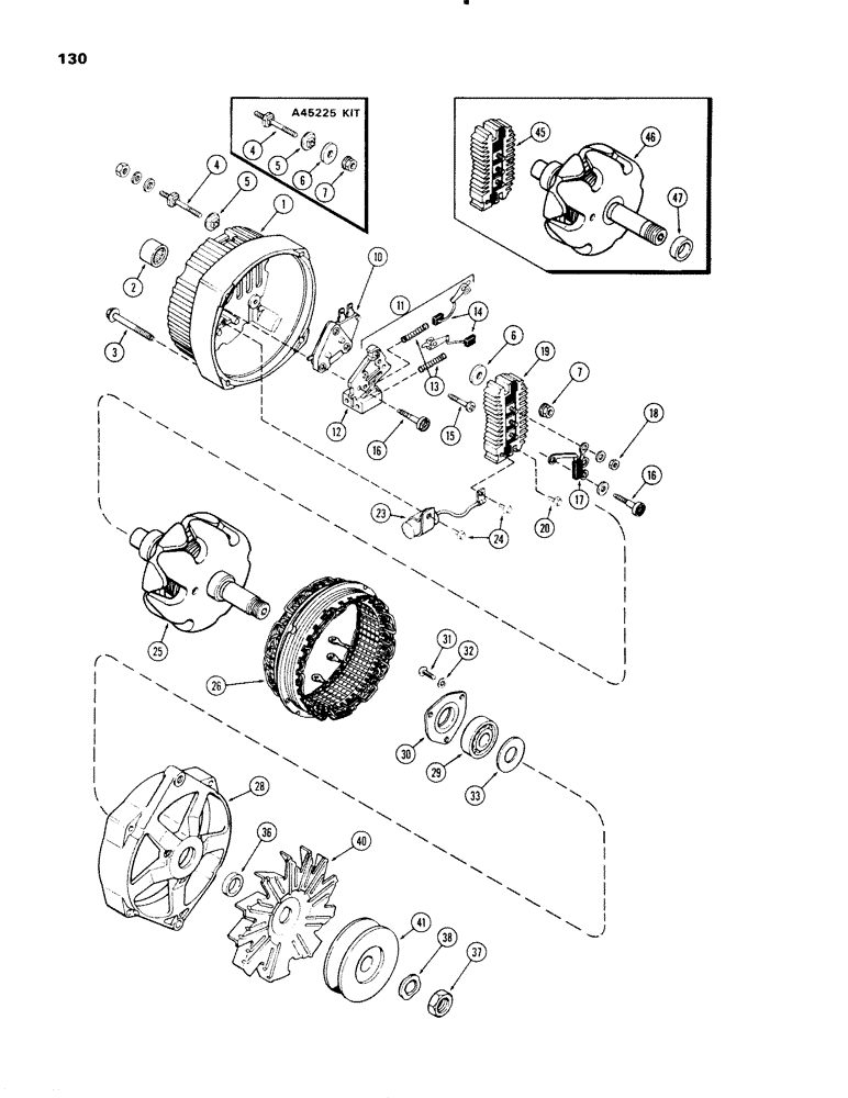 Схема запчастей Case IH 1270 - (130) - ALTERNATOR, DELCO-REMY NUMBER 1102867 (04) - ELECTRICAL SYSTEMS