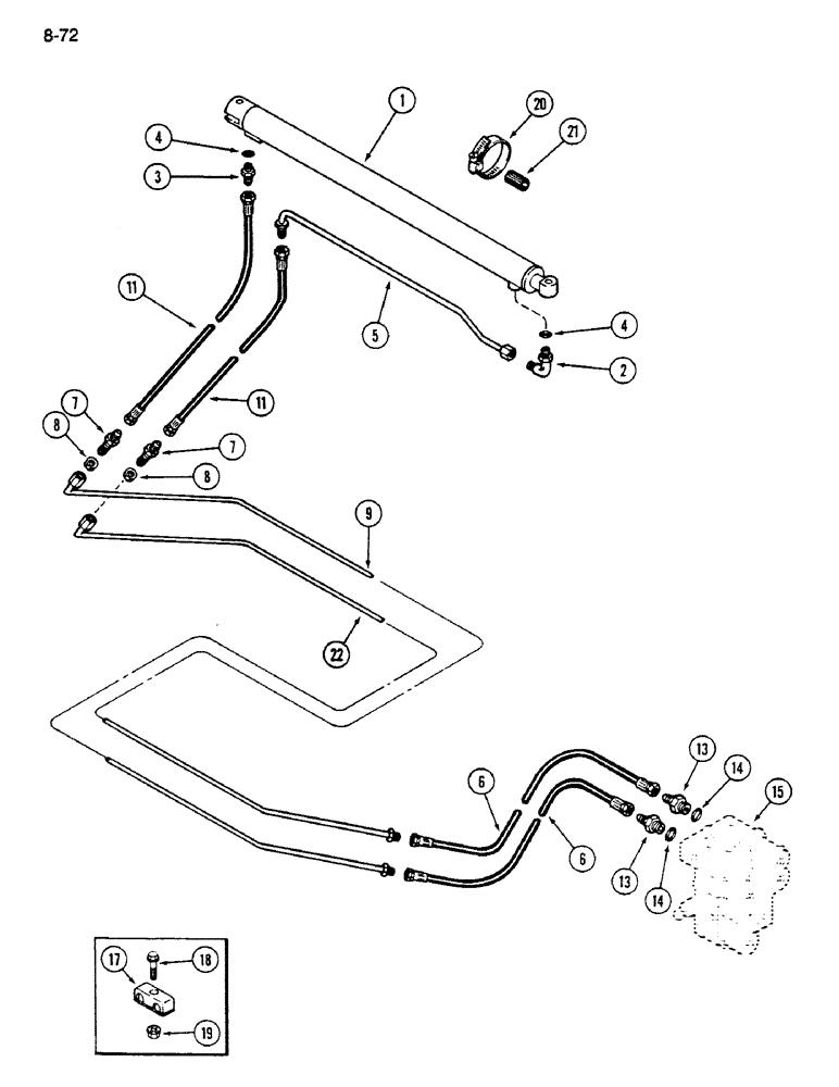 Схема запчастей Case IH 1620 - (8-072) - UNLOADER TUBE SWING CYLINDER CIRCUIT (07) - HYDRAULICS