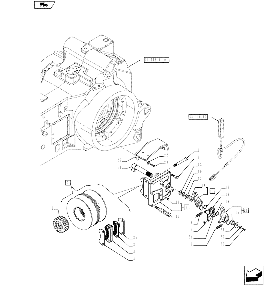 Схема запчастей Case IH PUMA 185 - (33.110.0301) - INDEPENDENT PARKING BRAKE CONTROLLED BY HAND LEVER - PARKING BRAKE (VAR.743334-728137 / 743602) (33) - BRAKES & CONTROLS