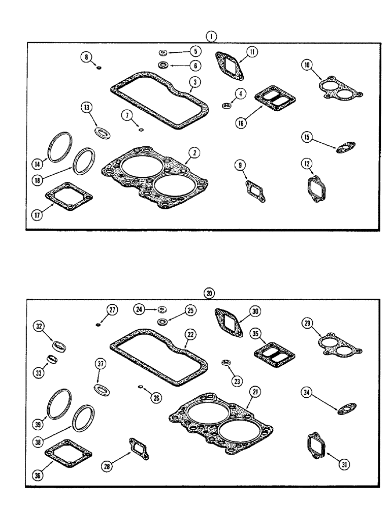 Схема запчастей Case IH 1570 - (036) - ENGINE GASKET KITS, 504BDT DIESEL ENGINE, VALVE GRIND KITS (02) - ENGINE