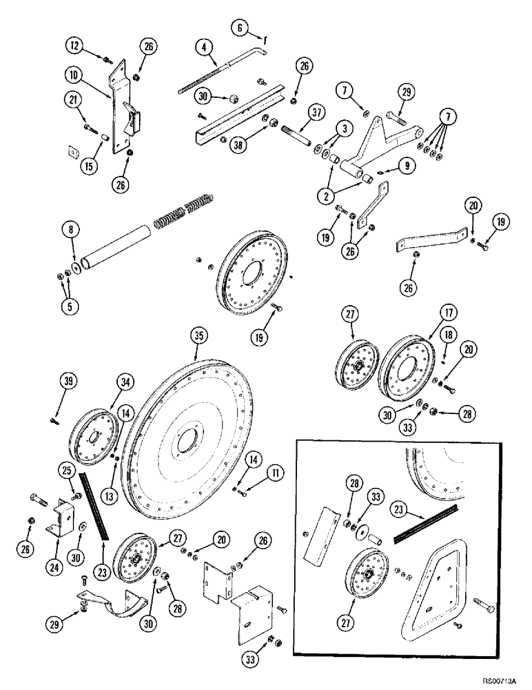 Схема запчастей Case IH 1680 - (9A-04) - RIGHT-HAND SIDE BELT DRIVE (13) - FEEDER