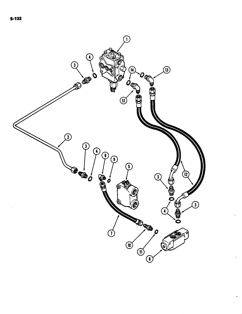 Схема запчастей Case IH 4490 - (5-132) - REAR STEER HYDRAULICS, CHECK VALVE, P.I.N. 8860450 AND AFTER (05) - STEERING