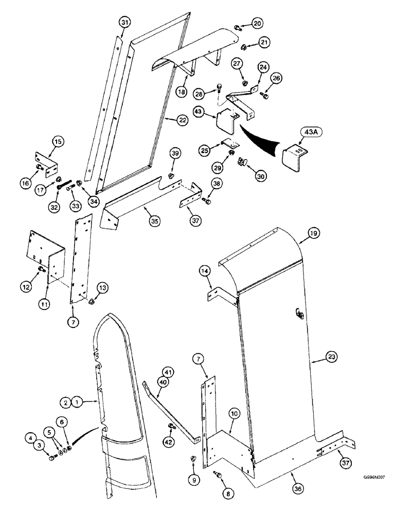 Схема запчастей Case IH 2144 - (9H-14) - GRAIN TANK CORNER COVER PARTS (12) - CHASSIS