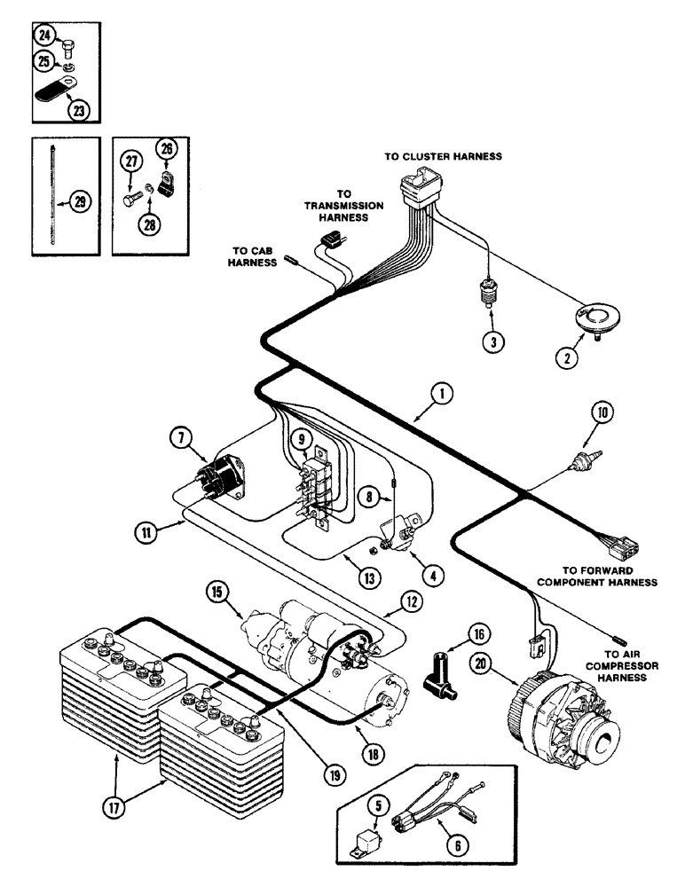 Схема запчастей Case IH 2090 - (4-078) - ENGINE HARNESS, P.I.N. 8850031 THROUGH 9919620 (04) - ELECTRICAL SYSTEMS