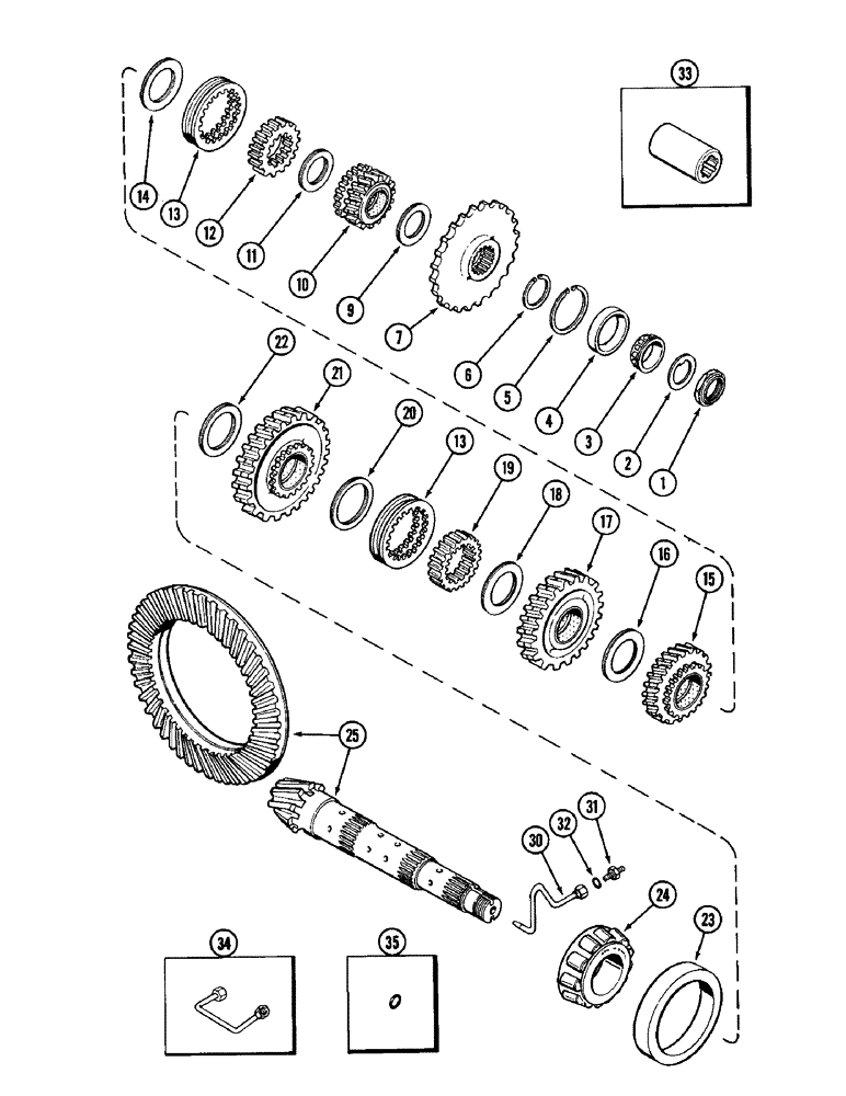 Схема запчастей Case IH 1896 - (6-188) - TRANSMISSION COUNTERSHAFT (06) - POWER TRAIN