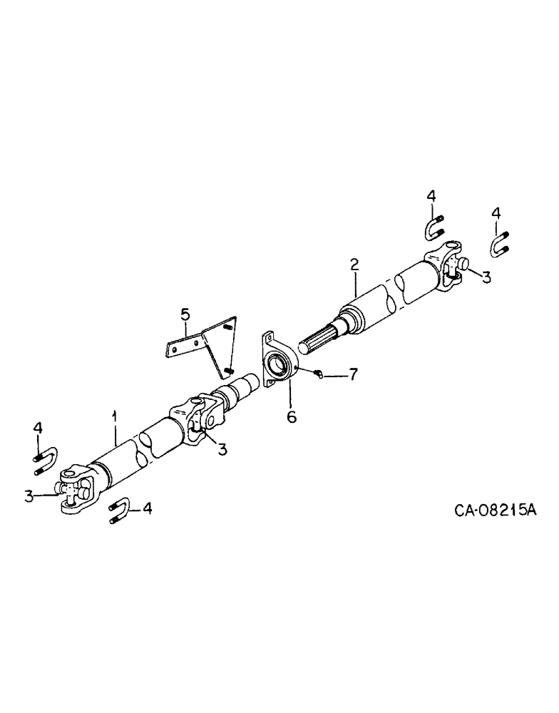 Схема запчастей Case IH 3488 - (07-47) - DRIVE TRAIN, DRIVE SHAFT, TRACTOR WITH ALL WHEEL DRIVE, WITH TWO PIECE DRIVE SHAFT (04) - Drive Train