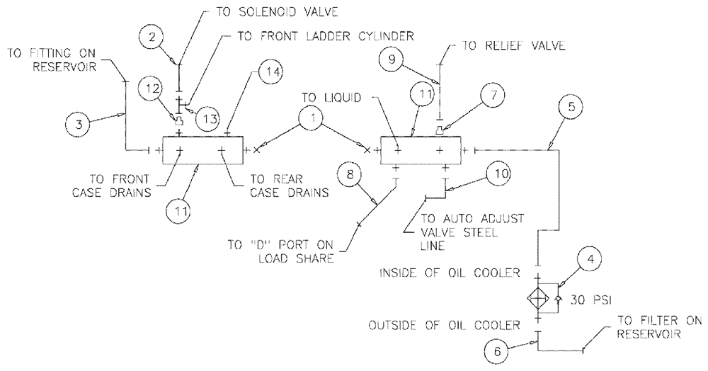 Схема запчастей Case IH 3210 - (06-018) - OIL COOLER PACKAGE Hydraulic Plumbing