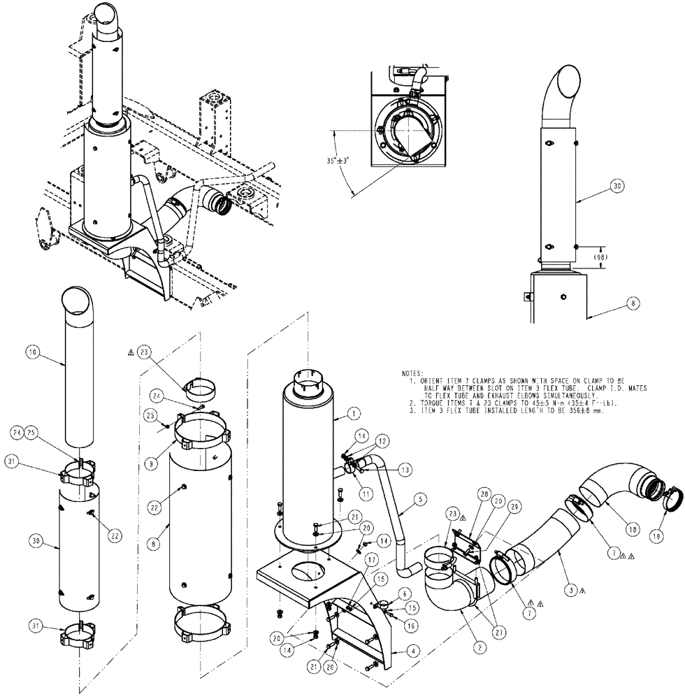 Схема запчастей Case IH TITAN 4020 - (02-017) - EXHAUST GROUP (01) - ENGINE