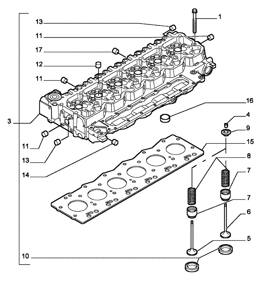 Схема запчастей Case IH SPX3320 - (03-025) - CYLINDER HEAD (01) - ENGINE