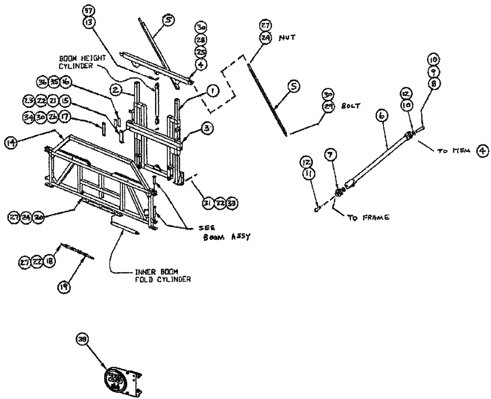 Схема запчастей Case IH 3185 - (08-004) - CENTER SECTION GROUP, 75 (09) - BOOMS