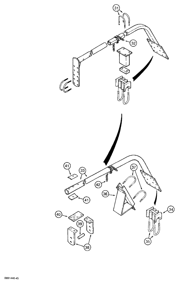 Схема запчастей Case IH 370 - (9-58) - MULCHER ATTACHMENT, ADJUSTABLE ANGLE (09) - CHASSIS/ATTACHMENTS