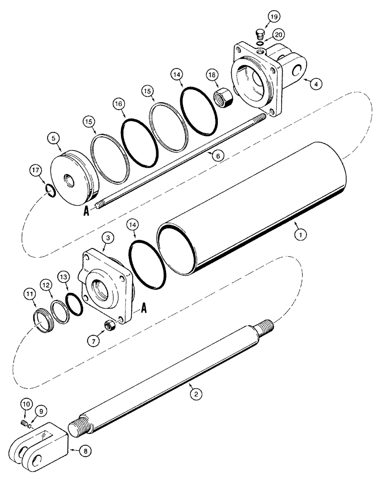 Схема запчастей Case IH 770 - (08-33) - TRANSPORT LIFT CYLINDER - 145436C92, TIE BOLT TYPE, 5 INCH ID (08) - HYDRAULICS