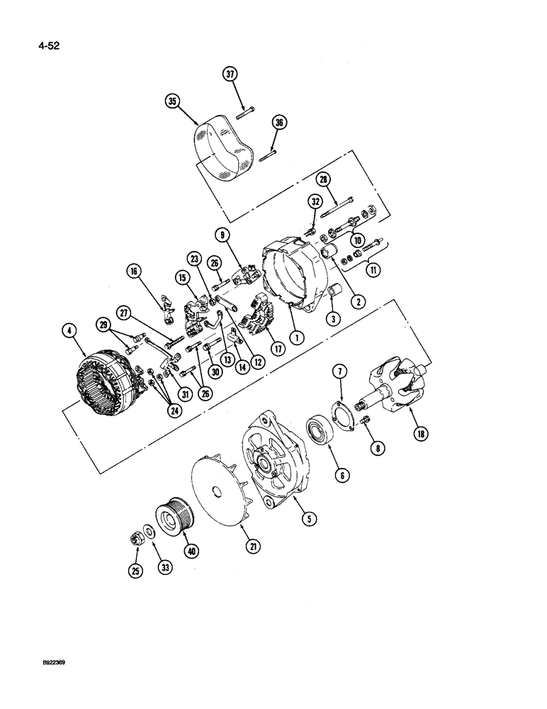 Схема запчастей Case IH 9260 - (4-052) - ALTERNATOR WITH DEBRIS SCREEN (04) - ELECTRICAL SYSTEMS