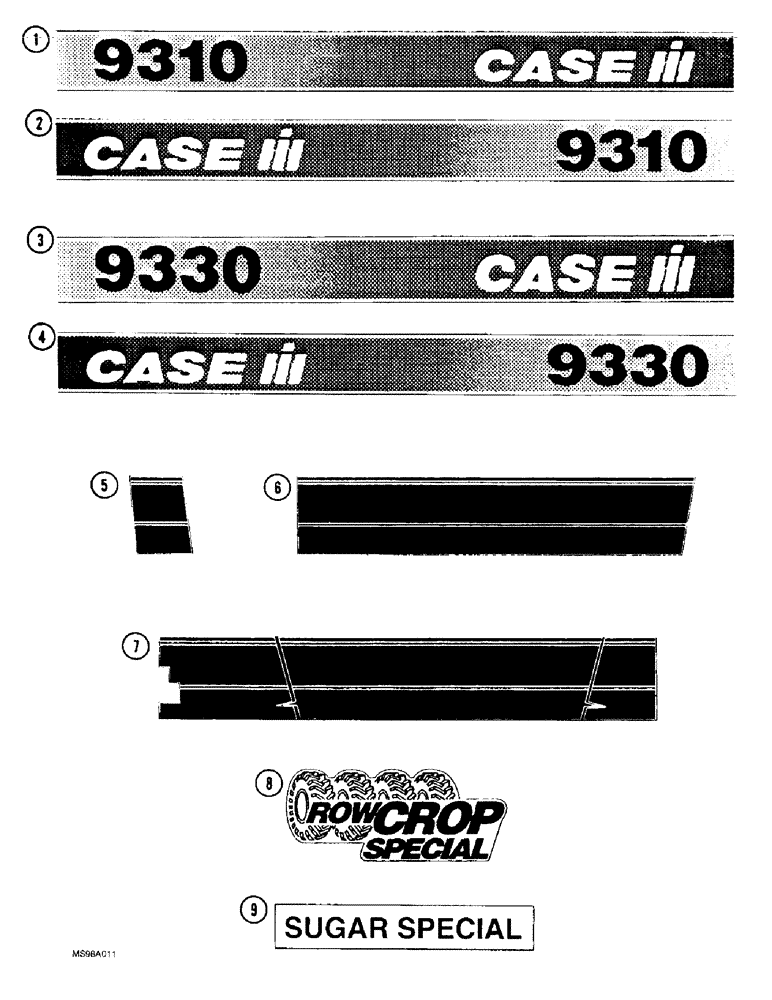 Схема запчастей Case IH 9310 - (9-106) - 60 - 7137T1 DECALS (09) - CHASSIS/ATTACHMENTS