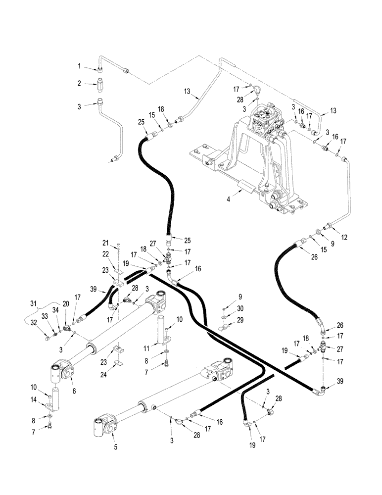 Схема запчастей Case IH STEIGER 335 - (05-11) - ACCUGUIDE - HYDRAULIC, STEERING, WITHOUT ACCUSTEER (05) - STEERING