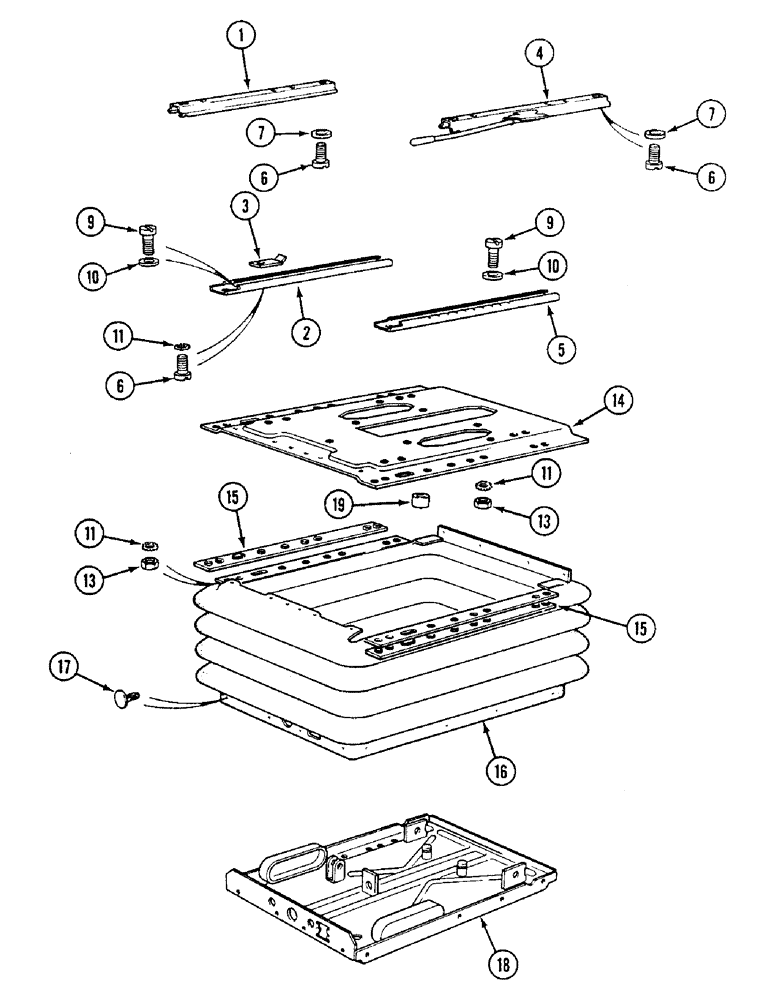 Схема запчастей Case IH 1494 - (9-424) - SEAT RUNNERS AND BASE, TRACTORS WITH CAB (09) - CHASSIS/ATTACHMENTS
