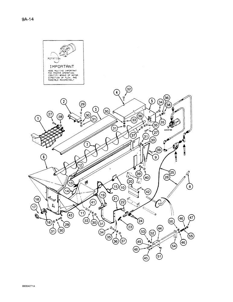 Схема запчастей Case IH 1250 - (9A-014) - AUGER FEEDER HYDRAULIC, 1250 MACHINES, P.I.N. 7001 AND AFTER (09) - CHASSIS ATTACHMENTS