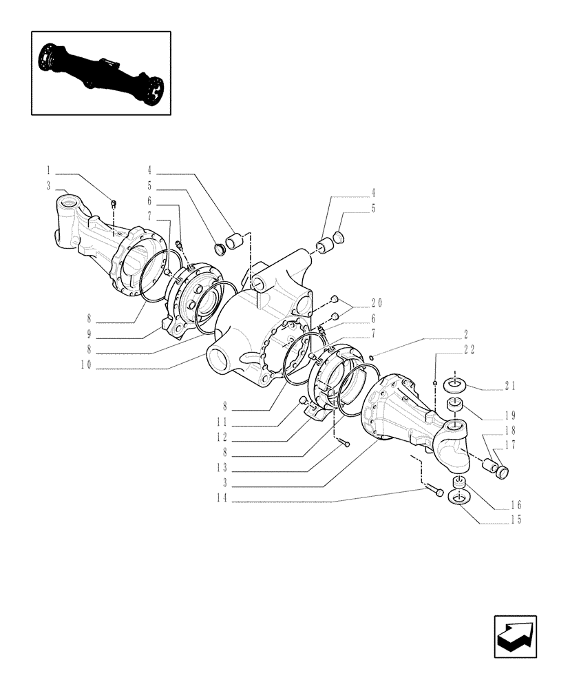 Схема запчастей Case IH JX1070N - (1.40.5/01) - (VAR.320) HIGH SPEED RING GEAR AND PINION 40KM/H, 4WD W/FRONT BRAKES - FRONT AXLE AND PARTS (04) - FRONT AXLE & STEERING