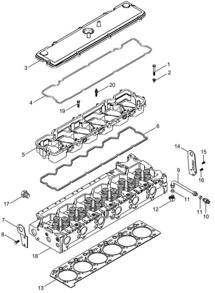 Схема запчастей Case IH 2377 - (02-25) - CYLINDER HEAD AND COVER - ASN HAJ0295001 (01) - ENGINE