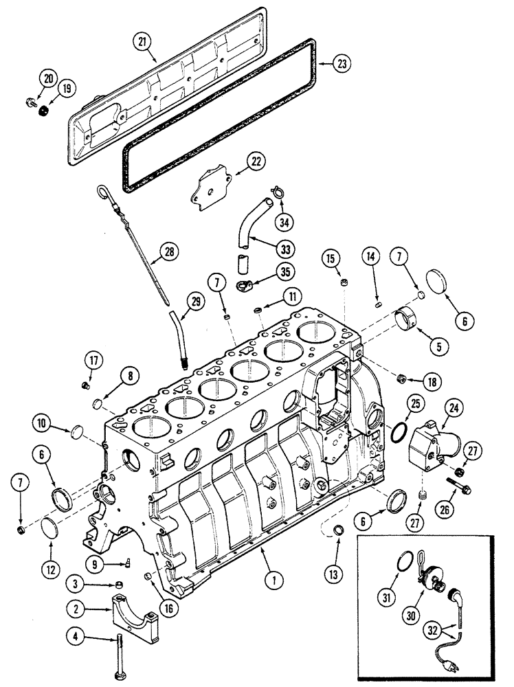 Схема запчастей Case IH 5140 - (2-056) - CYLINDER BLOCK, 6T-590 ENGINE, TURBOCHARGED, 5140/5240 AND 5250 TRACTORS (02) - ENGINE