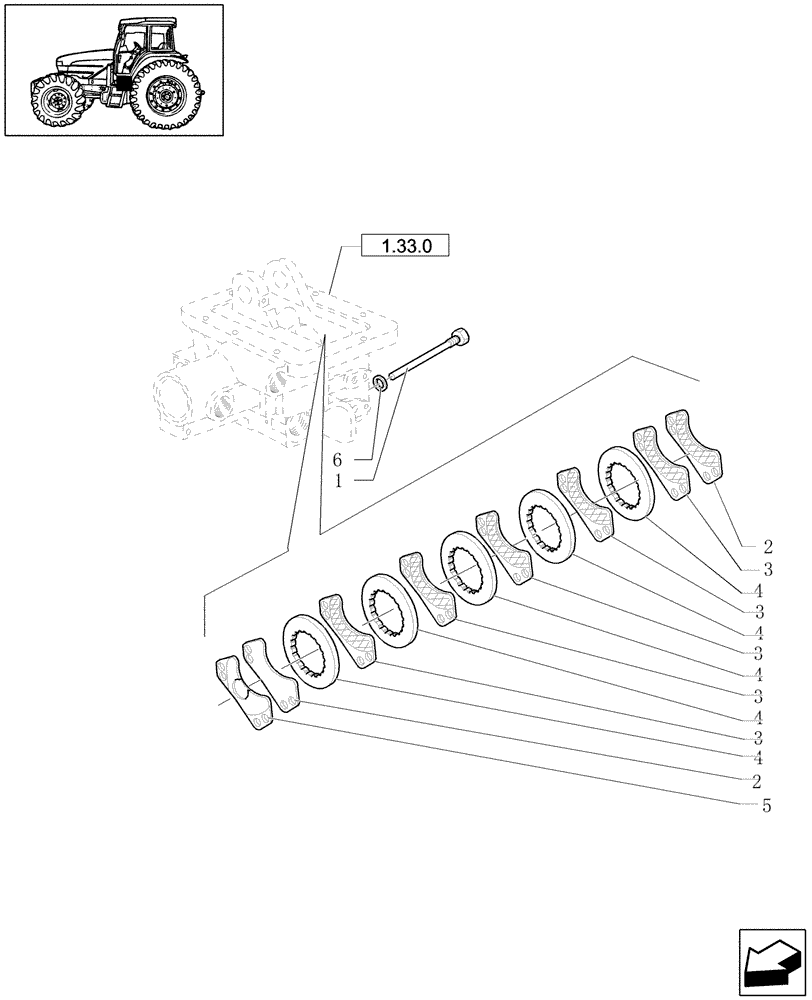 Схема запчастей Case IH JX1070U - (1.65.5/01) - PARKING BRAKE - 4WD (05) - REAR AXLE