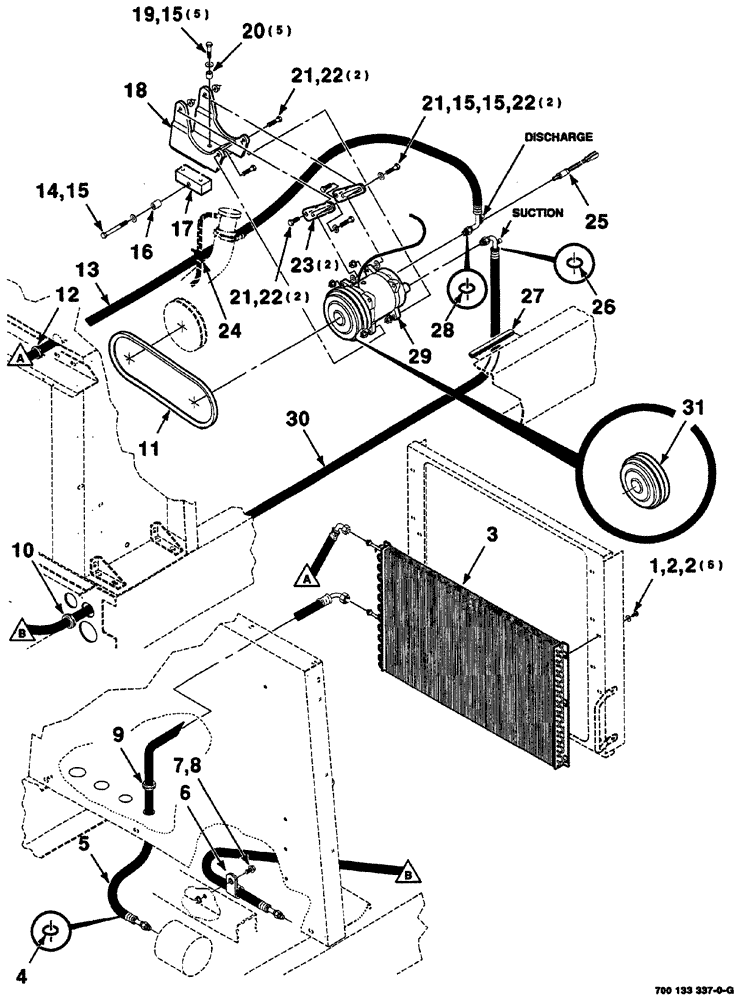 Схема запчастей Case IH 8860 - (07-44) - CONDENSER AND COMPRESSOR ASSEMBLY (50) - CAB CLIMATE CONTROL