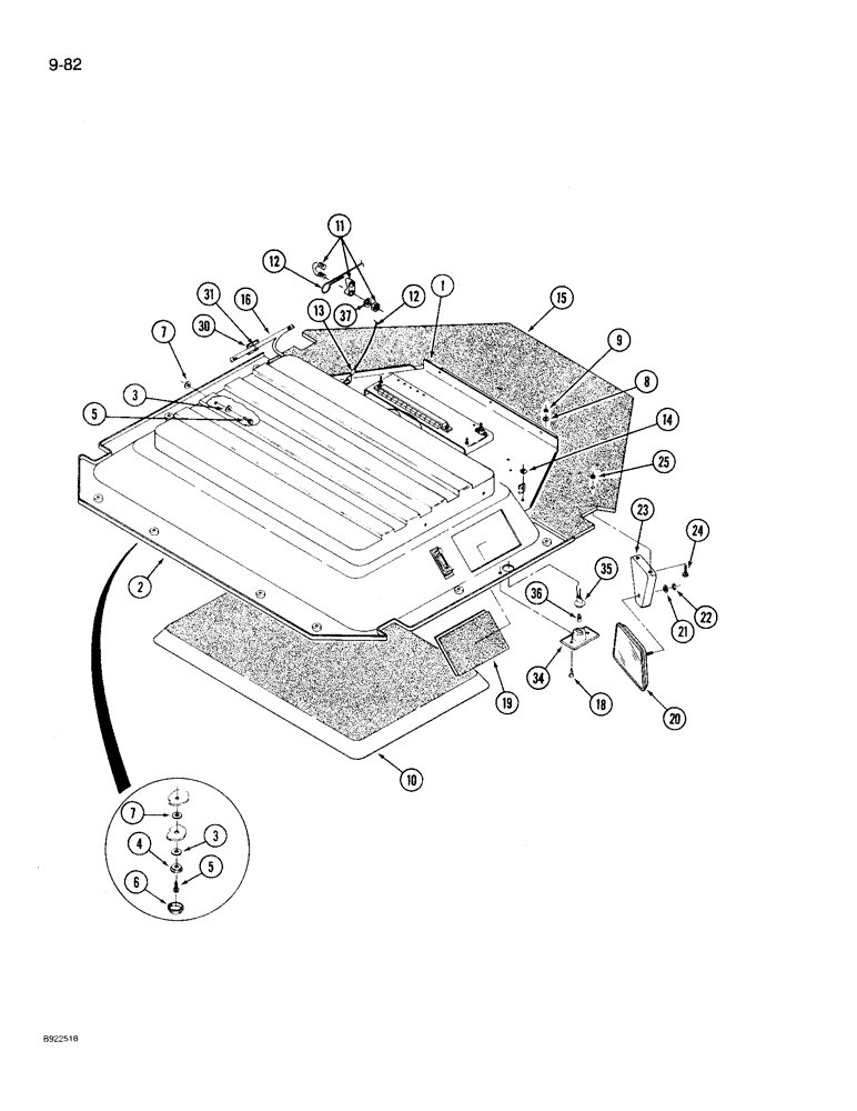 Схема запчастей Case IH 9210 - (9-082) - CAB OVERHEAD CONSOLE (09) - CHASSIS/ATTACHMENTS