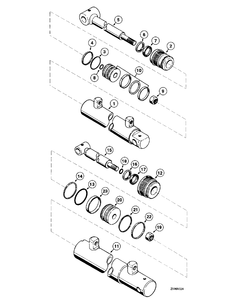 Схема запчастей Case IH 2355 - (8-42) - WELDED DOUBLE ACTING CYLINDERS, 2-3/4 ID X 34 INCH STROKE 