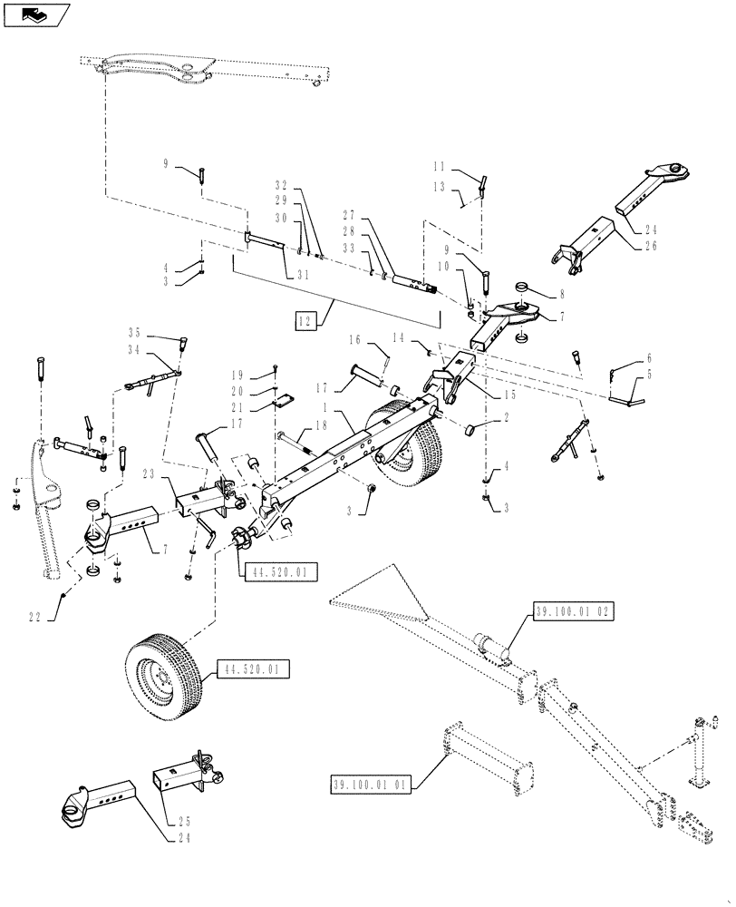 Схема запчастей Case IH WR102B - (39.100.01[03]) - REAR FRAME (39) - FRAMES AND BALLASTING