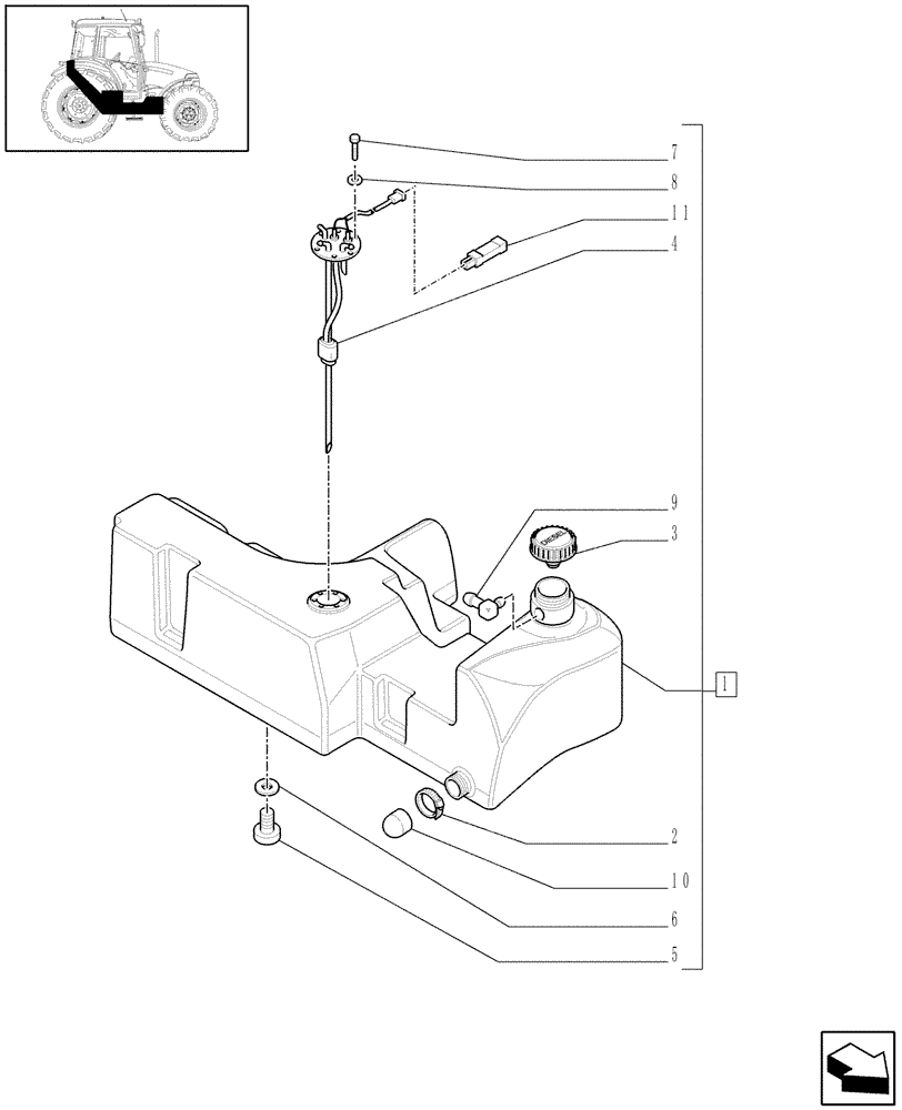 Схема запчастей Case IH JX95 - (1.14.0[01B]) - FUEL TANK - D6435 (02) - ENGINE EQUIPMENT