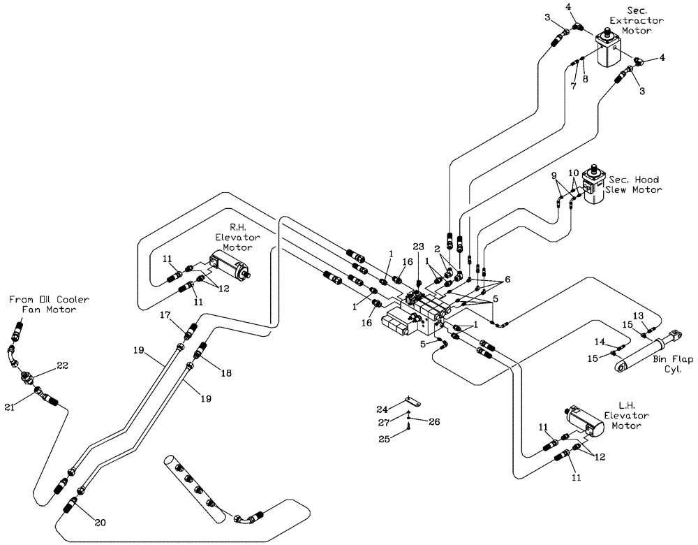 Схема запчастей Case IH 7700 - (B10[05]) - HYDRAULIC CIRCUIT {Elevator} Hydraulic Components & Circuits