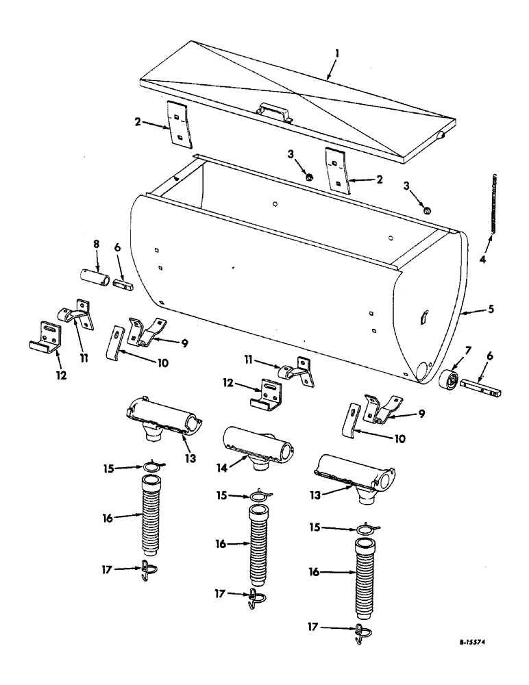 Схема запчастей Case IH 601 - (T-14) - FERTILIZER HOPPER AND SUPPORTS 