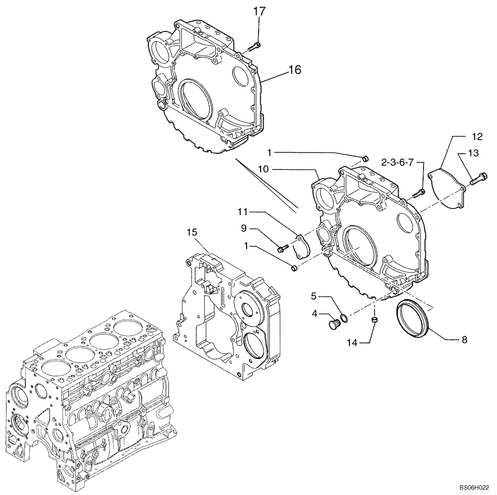 Схема запчастей Case IH 465 - (02-14) - FLYWHEEL HOUSING (02) - ENGINE