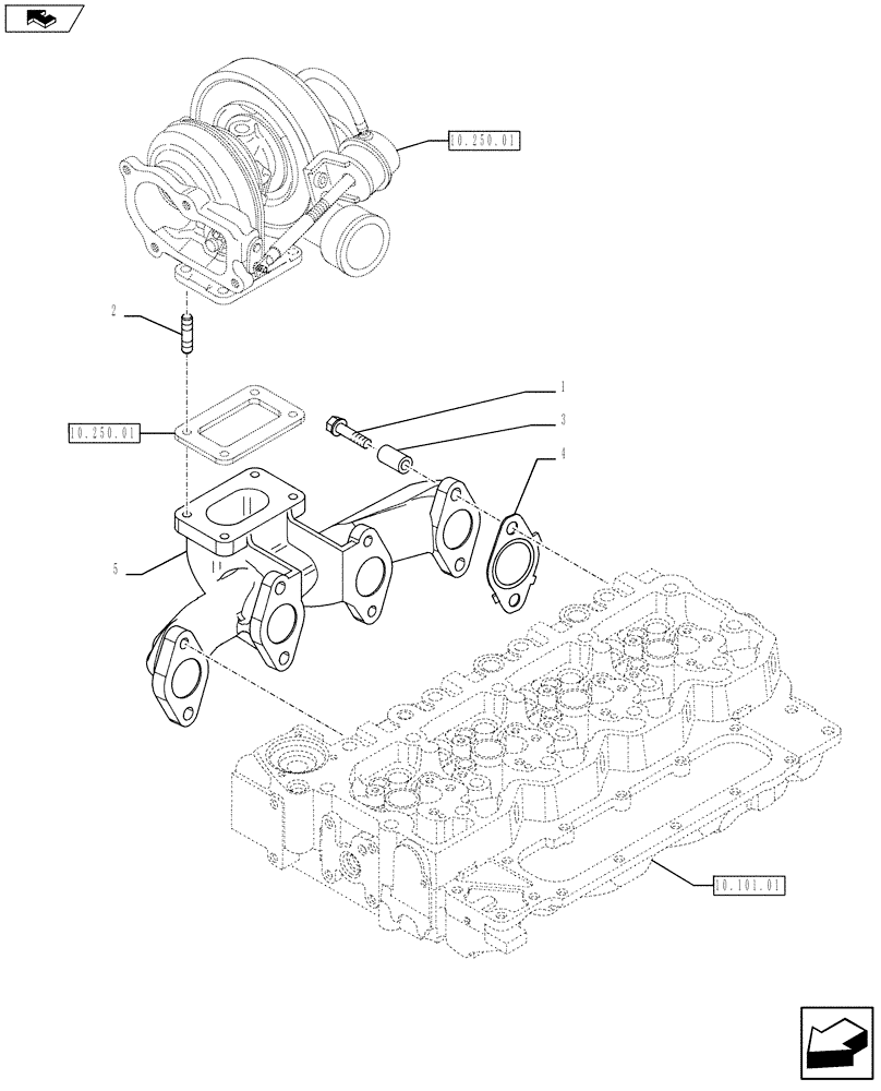 Схема запчастей Case IH F4DFE413C A003 - (10.254.05) - EXHAUST MANIFOLD (2854381) (10) - ENGINE