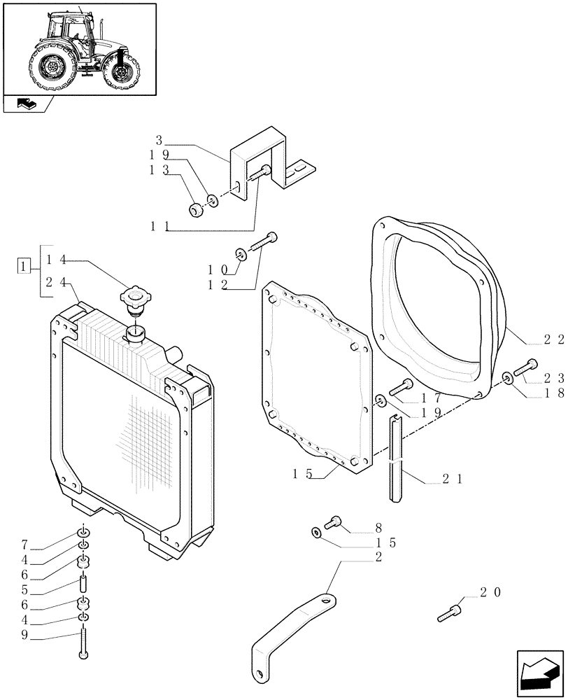 Схема запчастей Case IH FARMALL 60 - (1.17.0[01A]) - RADIATOR - CAP AND BRACKET - D6399 (02) - ENGINE EQUIPMENT