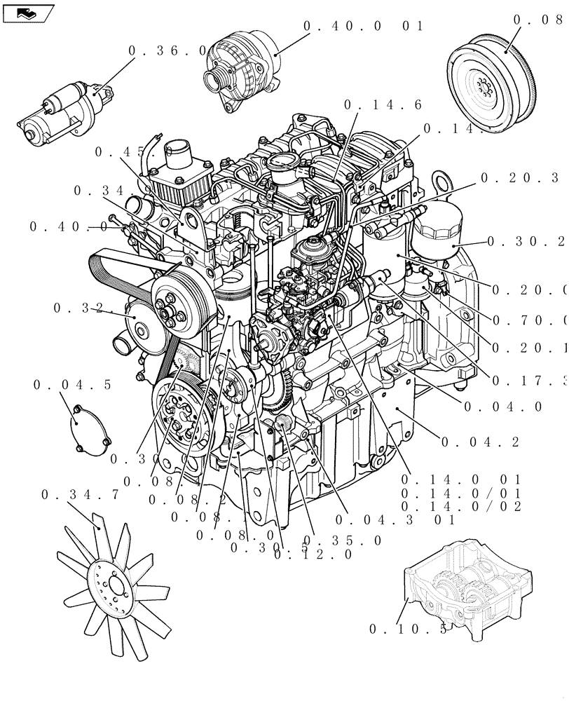 Схема запчастей Case IH FARMALL 60 - (SEC. 01[01]) - ENGINE (00) - GENERAL