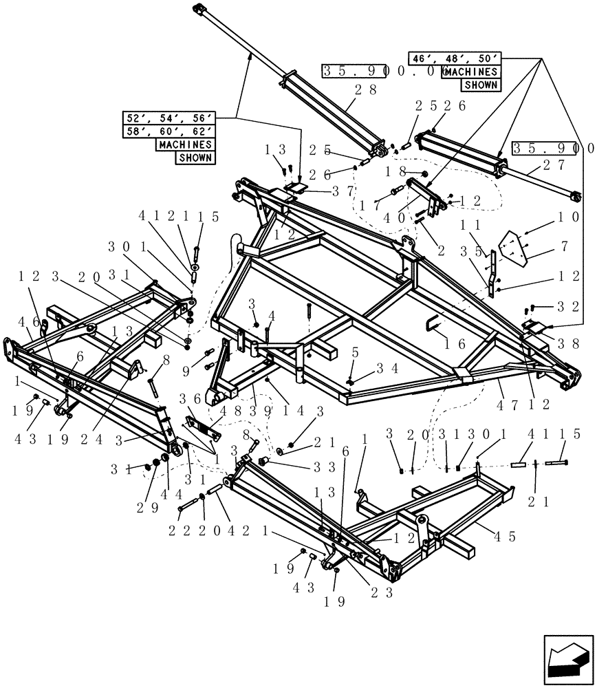 Схема запчастей Case IH 600 - (39.100.02) - 16 CENTER ASSEMBLY (39) - FRAMES AND BALLASTING