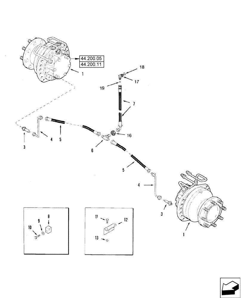 Схема запчастей Case IH 2588 - (44.200.08) - HYDRAULICS - WHEEL MOTOR FLUSH - POWER GUIDE AXLE (44) - WHEELS