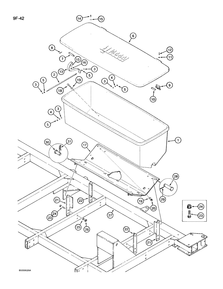 Схема запчастей Case IH 950 - (9F-42) - DRY FERTILIZER HOPPER AND MOUNTING, 12 ROW NARROW, VERTICAL FOLD (09) - CHASSIS/ATTACHMENTS