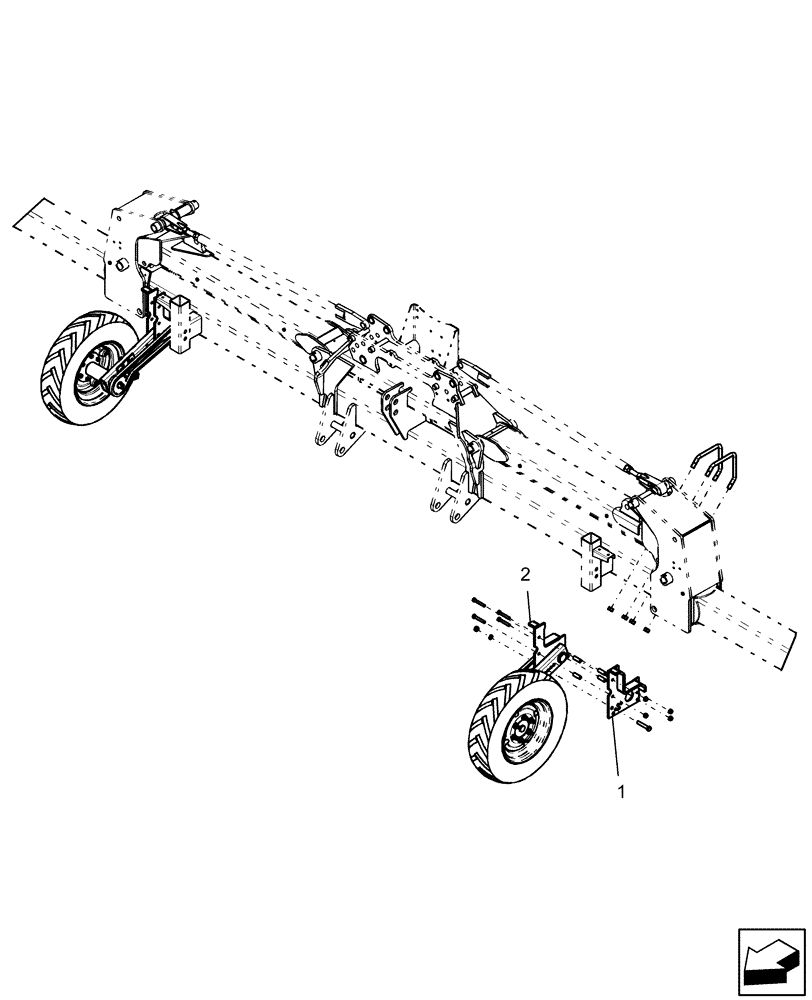 Схема запчастей Case IH 1230 - (44.520.02) - FORWARD MOUNTED CARRYING WHEELS - 12 ROW STACKER, VARIABLE RATE (44) - WHEELS