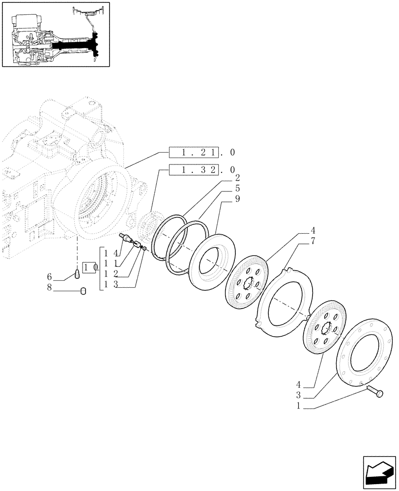 Схема запчастей Case IH PUMA 165 - (1.65.3[01]) - TRANSMISSION BRAKES - C6332 (05) - REAR AXLE