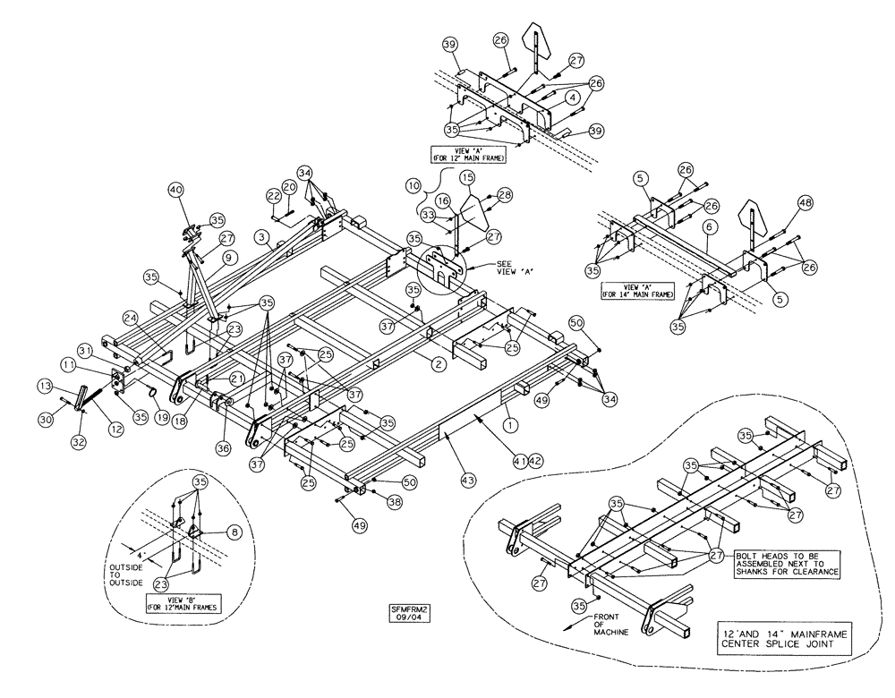 Схема запчастей Case IH 200 - (39.100.01) - SINGLE FOLD MAIN FRAME 12-1/2 THROUGH 38-1/2 (39) - FRAMES AND BALLASTING